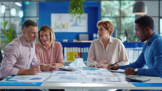 Team discussing finance